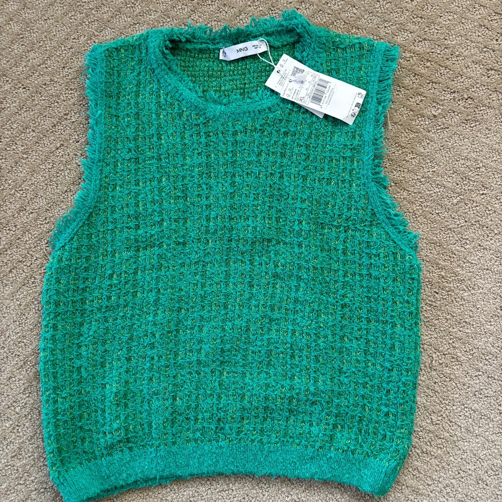 MANGO Brand - Green sweater vest.